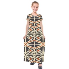 Abstract Geometric Design    Kids  Short Sleeve Maxi Dress by Eskimos