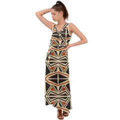 Abstract Geometric Design    V-neck Chiffon Maxi Dress by Eskimos