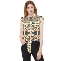 Abstract Geometric Design    Frill Detail Shirt by Eskimos