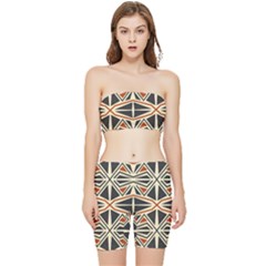 Abstract Geometric Design    Stretch Shorts And Tube Top Set by Eskimos