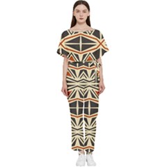 Abstract Geometric Design    Batwing Lightweight Chiffon Jumpsuit by Eskimos