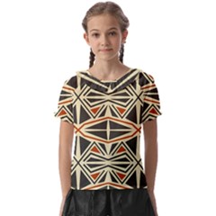 Abstract Geometric Design    Kids  Frill Chiffon Blouse by Eskimos