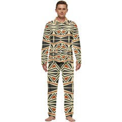 Abstract Geometric Design    Men s Long Sleeve Velvet Pocket Pajamas Set