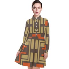 Abstract Geometric Design    Long Sleeve Chiffon Shirt Dress by Eskimos