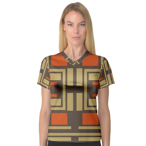 Abstract Geometric Design    V-neck Sport Mesh Tee by Eskimos