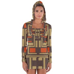 Abstract Geometric Design    Long Sleeve Hooded T-shirt by Eskimos