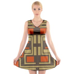 Abstract Geometric Design    V-neck Sleeveless Dress by Eskimos