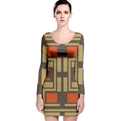 Abstract Geometric Design    Long Sleeve Velvet Bodycon Dress by Eskimos