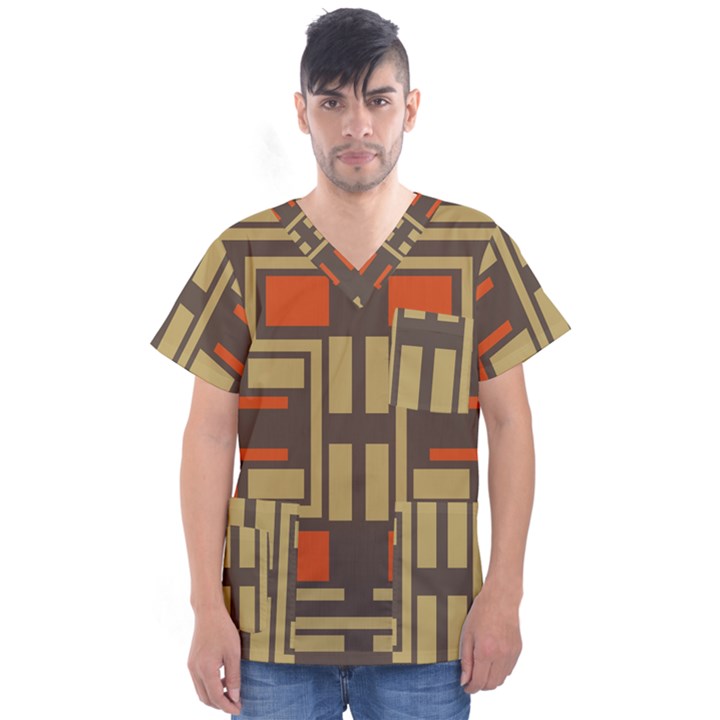 Abstract geometric design    Men s V-Neck Scrub Top