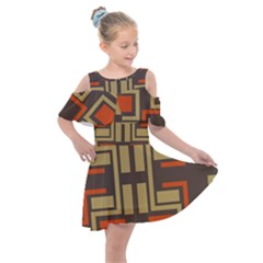 Abstract Geometric Design    Kids  Shoulder Cutout Chiffon Dress by Eskimos