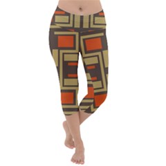 Abstract Geometric Design    Lightweight Velour Capri Yoga Leggings by Eskimos