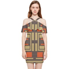 Abstract Geometric Design    Shoulder Frill Bodycon Summer Dress by Eskimos