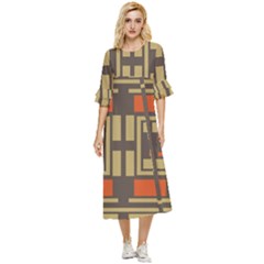 Abstract Geometric Design    Double Cuff Midi Dress by Eskimos