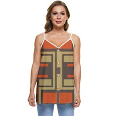 Abstract Geometric Design    Casual Spaghetti Strap Chiffon Top