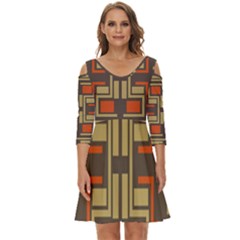 Abstract Geometric Design    Shoulder Cut Out Zip Up Dress