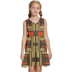 Abstract Geometric Design    Kids  Sleeveless Tiered Mini Dress by Eskimos