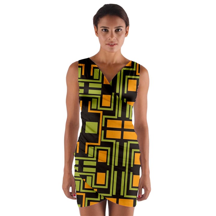 Abstract geometric design    Wrap Front Bodycon Dress