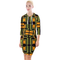 Abstract Geometric Design    Quarter Sleeve Hood Bodycon Dress by Eskimos