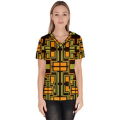 Abstract Geometric Design    Women s V-neck Scrub Top by Eskimos