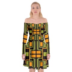 Abstract Geometric Design    Off Shoulder Skater Dress by Eskimos