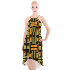 Abstract Geometric Design    High-low Halter Chiffon Dress  by Eskimos