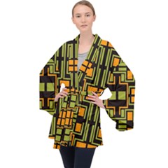 Abstract Geometric Design    Long Sleeve Velvet Kimono  by Eskimos