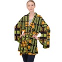 Abstract geometric design    Long Sleeve Velvet Kimono  View1