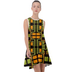 Abstract Geometric Design    Frill Swing Dress by Eskimos