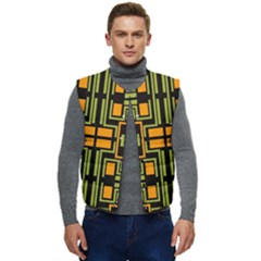 Abstract Geometric Design    Men s Short Button Up Puffer Vest	 by Eskimos