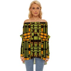 Abstract Geometric Design    Off Shoulder Chiffon Pocket Shirt by Eskimos