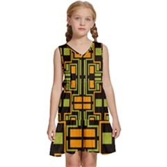 Abstract Geometric Design    Kids  Sleeveless Tiered Mini Dress by Eskimos