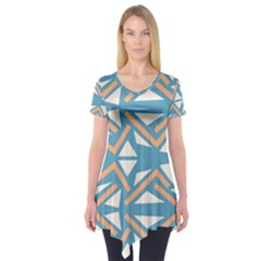 Abstract Geometric Design    Short Sleeve Tunic  by Eskimos