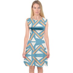 Abstract Geometric Design    Capsleeve Midi Dress by Eskimos