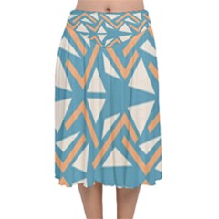 Abstract Geometric Design    Velvet Flared Midi Skirt by Eskimos