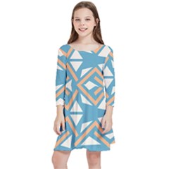 Abstract Geometric Design    Kids  Quarter Sleeve Skater Dress by Eskimos