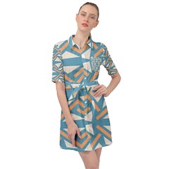 Abstract Geometric Design    Belted Shirt Dress by Eskimos