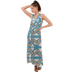 Abstract Geometric Design    V-neck Chiffon Maxi Dress