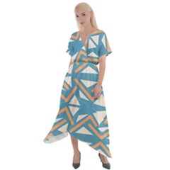 Abstract Geometric Design    Cross Front Sharkbite Hem Maxi Dress by Eskimos