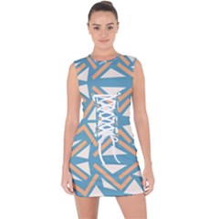 Abstract Geometric Design    Lace Up Front Bodycon Dress by Eskimos