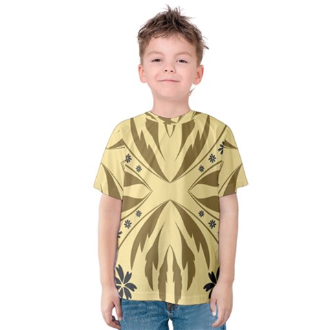 Folk Flowers Print Floral Pattern Ethnic Art Kids  Cotton Tee by Eskimos