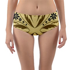 Folk Flowers Print Floral Pattern Ethnic Art Reversible Mid-waist Bikini Bottoms by Eskimos