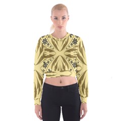 Folk Flowers Print Floral Pattern Ethnic Art Cropped Sweatshirt by Eskimos