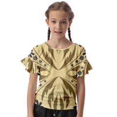 Folk Flowers Print Floral Pattern Ethnic Art Kids  Cut Out Flutter Sleeves by Eskimos