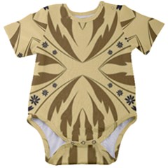 Folk Flowers Print Floral Pattern Ethnic Art Baby Short Sleeve Onesie Bodysuit by Eskimos