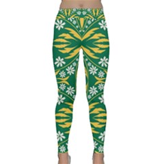 Folk Flowers Print Floral Pattern Ethnic Art Classic Yoga Leggings by Eskimos