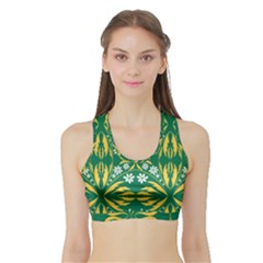 Folk Flowers Print Floral Pattern Ethnic Art Sports Bra With Border by Eskimos