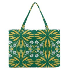 Folk Flowers Print Floral Pattern Ethnic Art Zipper Medium Tote Bag by Eskimos