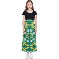 Folk Flowers Print Floral Pattern Ethnic Art Kids  Flared Maxi Skirt by Eskimos