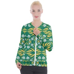 Folk Flowers Print Floral Pattern Ethnic Art Casual Zip Up Jacket by Eskimos