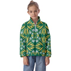 Folk Flowers Print Floral Pattern Ethnic Art Kids  Half Zip Hoodie